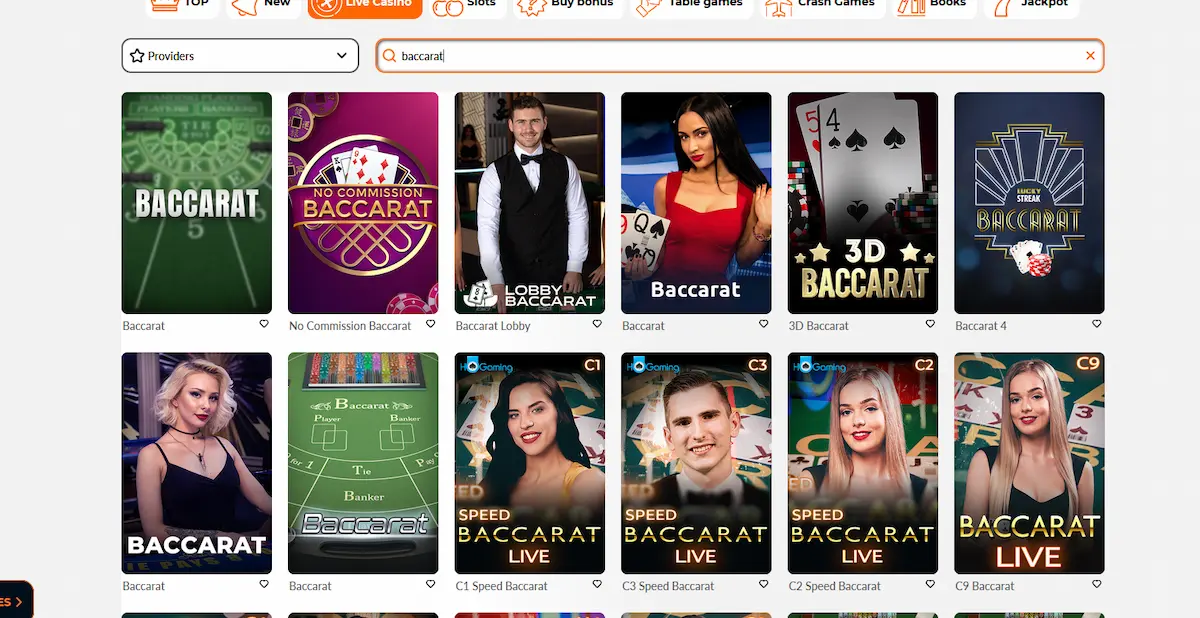 Live-Baccarat-Tisch bei AllSpins Casino